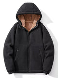 Men's Plus Size Warm Fleece Lined Zip-Up Hoodie