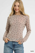 Umgee Bow Print Lightweight Knit Top
