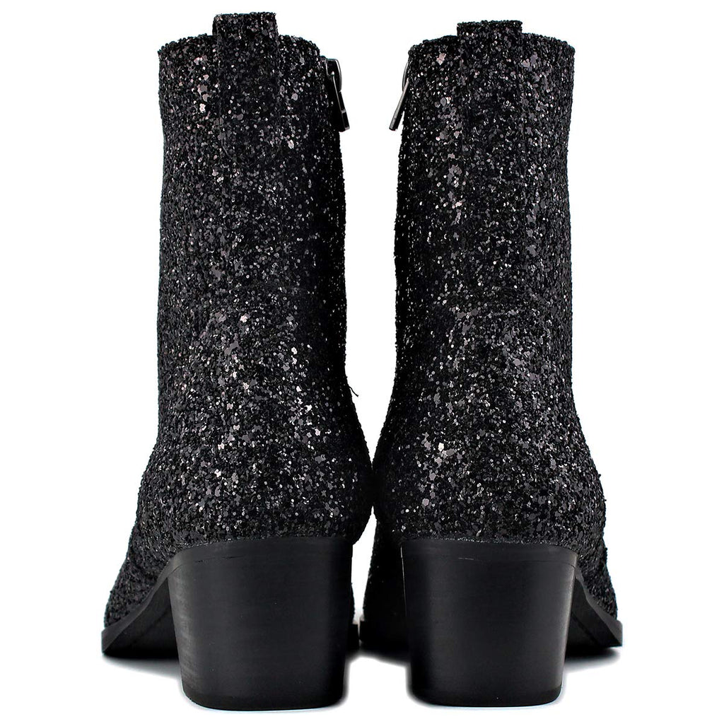 OSSTONE Dress Boot for Men Leather Glitter Chukka Designer Boots Casual Heel Shoes Zipper-up