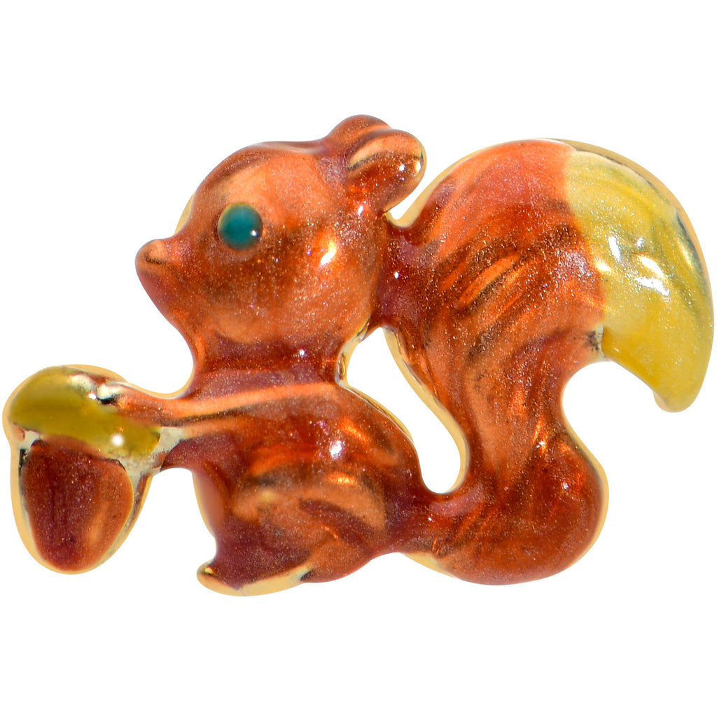 20G 1/4 Brown Happy Squirrel Acorn Nose Bone