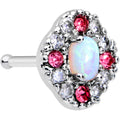 20G 5/16 White Synthetic Opal Glam Oval Nose Bone