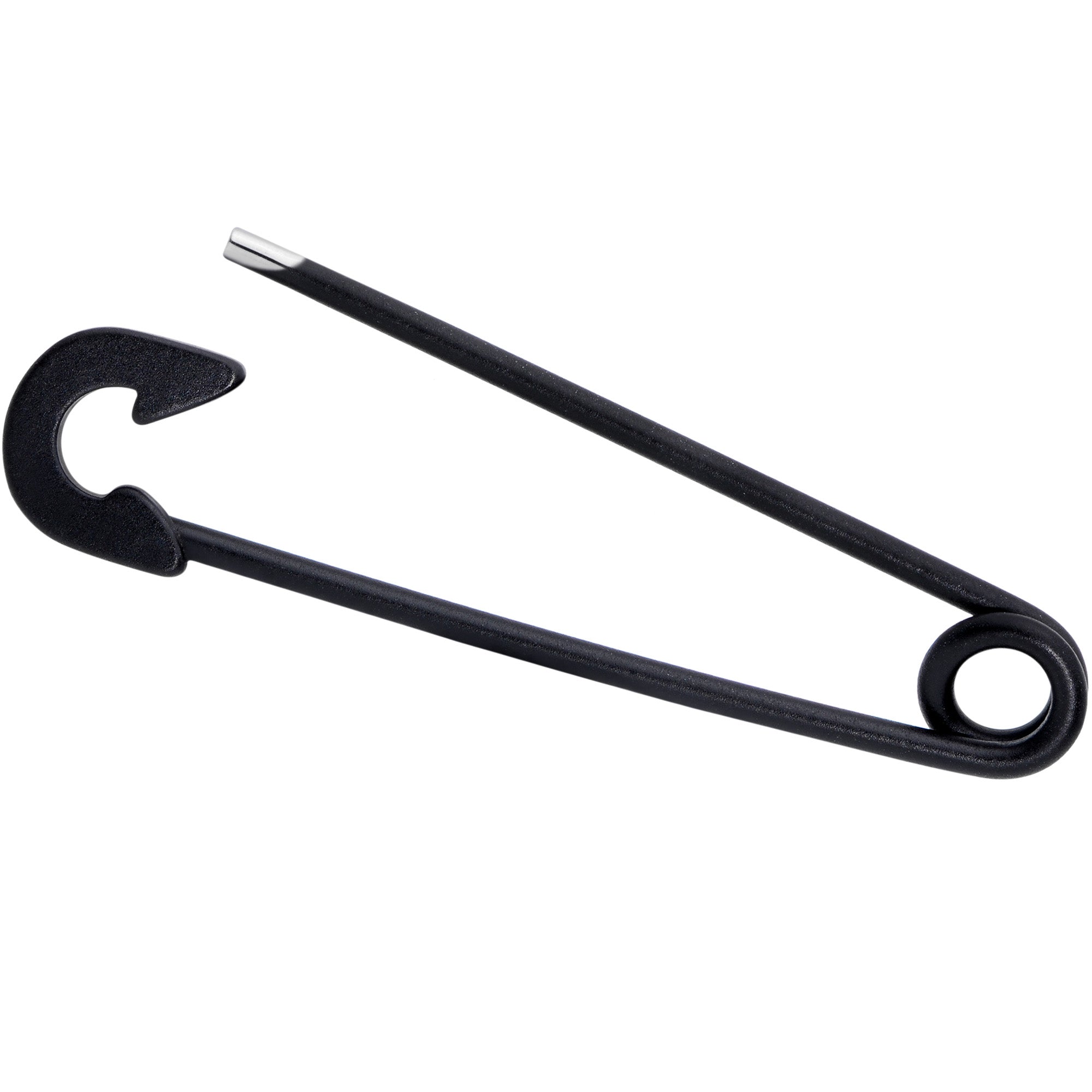 14G Black Matte Punk Rock Safety Pin Industrial Barbell 38mm