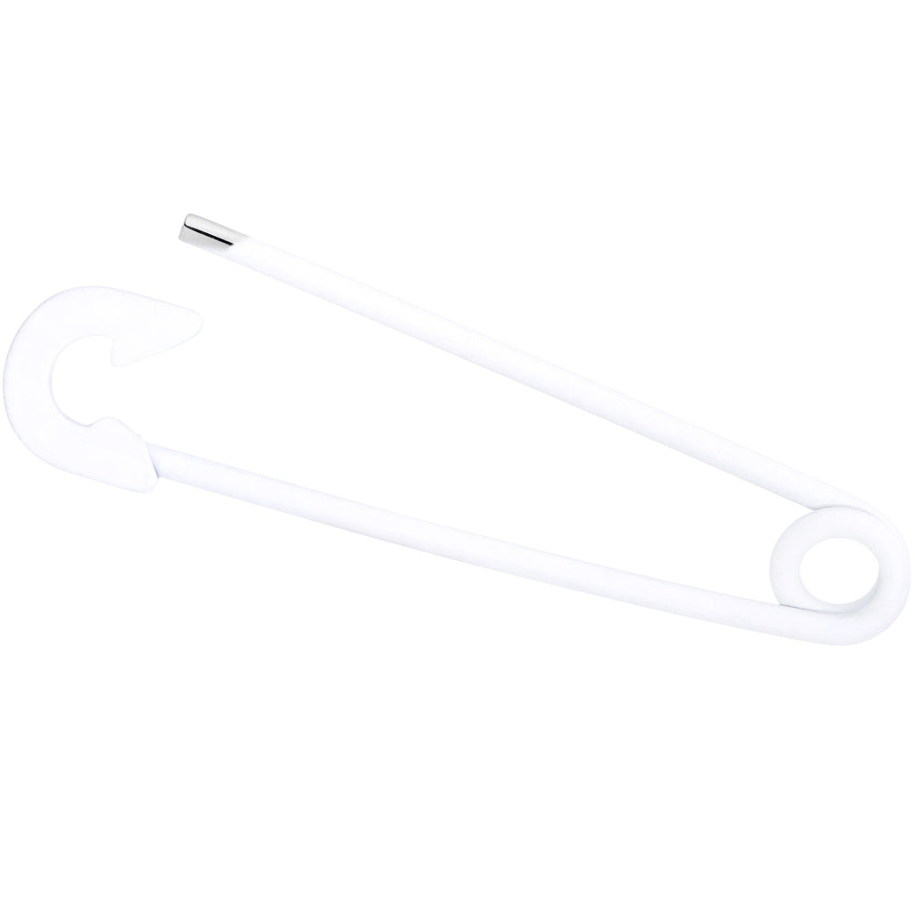 14G White Matte Punk Rock Safety Pin Industrial Barbell 38mm