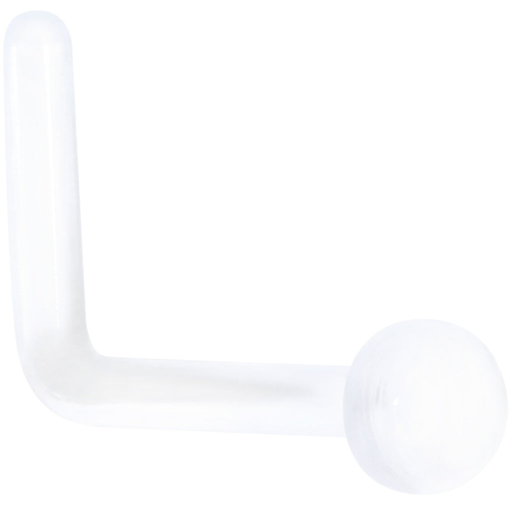 20G 1/4 Clear Bioplast Flat Top L Shape Nose Retainer Set of 10