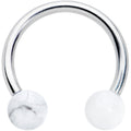16G 3/8 White Stone Ball End Internally Threaded Horseshoe