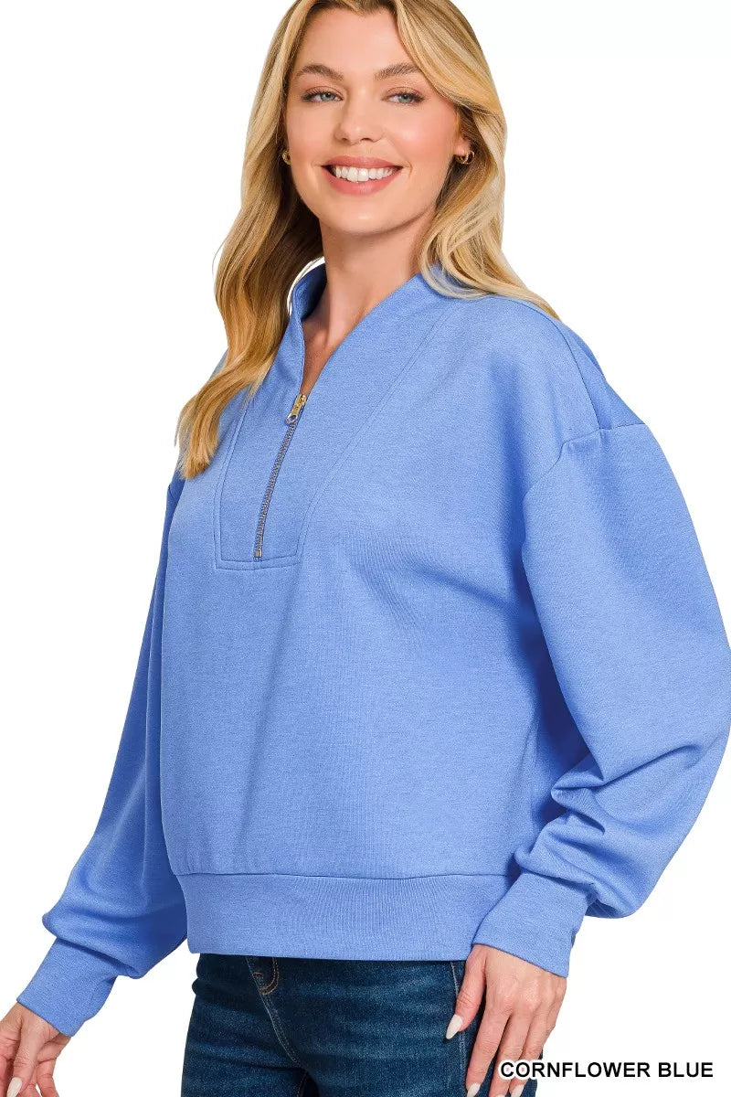 Scuba Half Zip Drop Shoulder Sweatshirt