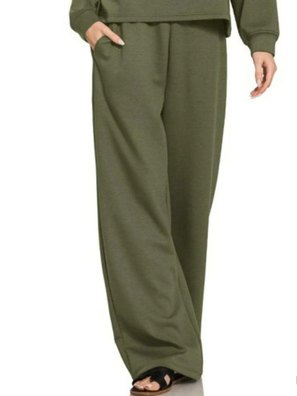Zenana Scuba Crewneck Sweatshirt and Pants Set