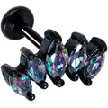 16G 1/4 Clear CZ Gem Black Fan Internally Threaded Labret Tragus