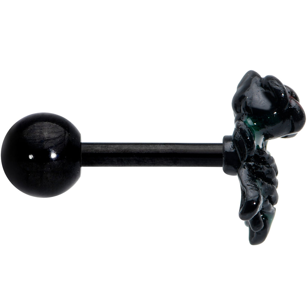 16G 1/4 Black Skeleton Flower Halloween Cartilage Tragus Earring