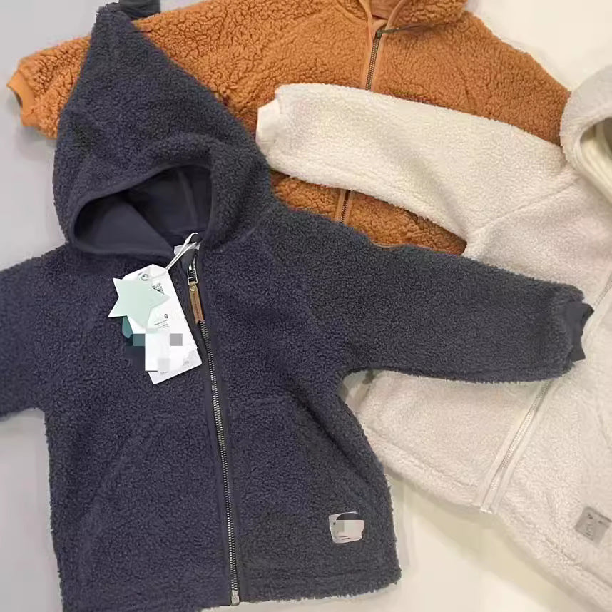 Nordic Style Kids Fleece Jacket - Autumn Winter Warm Zip Up Outerwear for Boys and Girls Soft Polar Fleece Coat