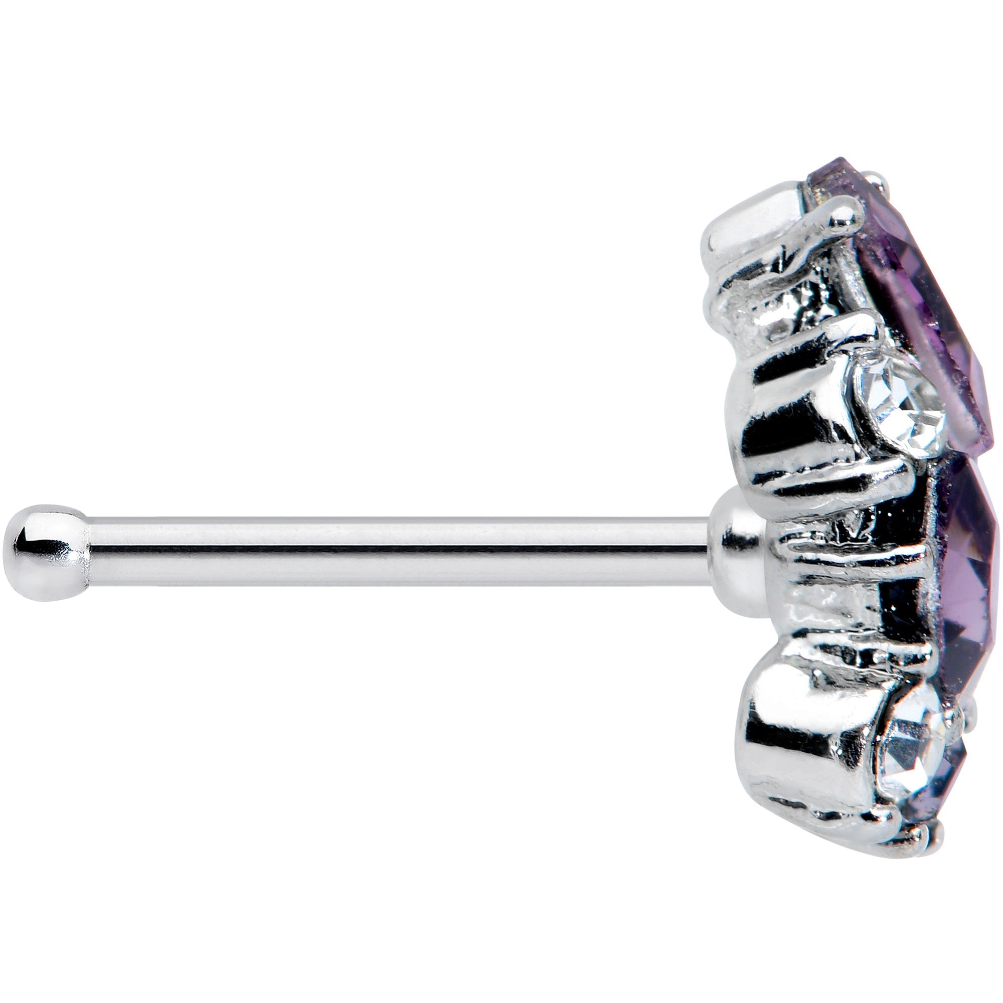 20G 1/4 Clear Purple Gem Abstract Elegance Nose Bone