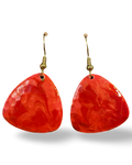 Red & Pink Marble Guitar Pick Lures of Love Earrings