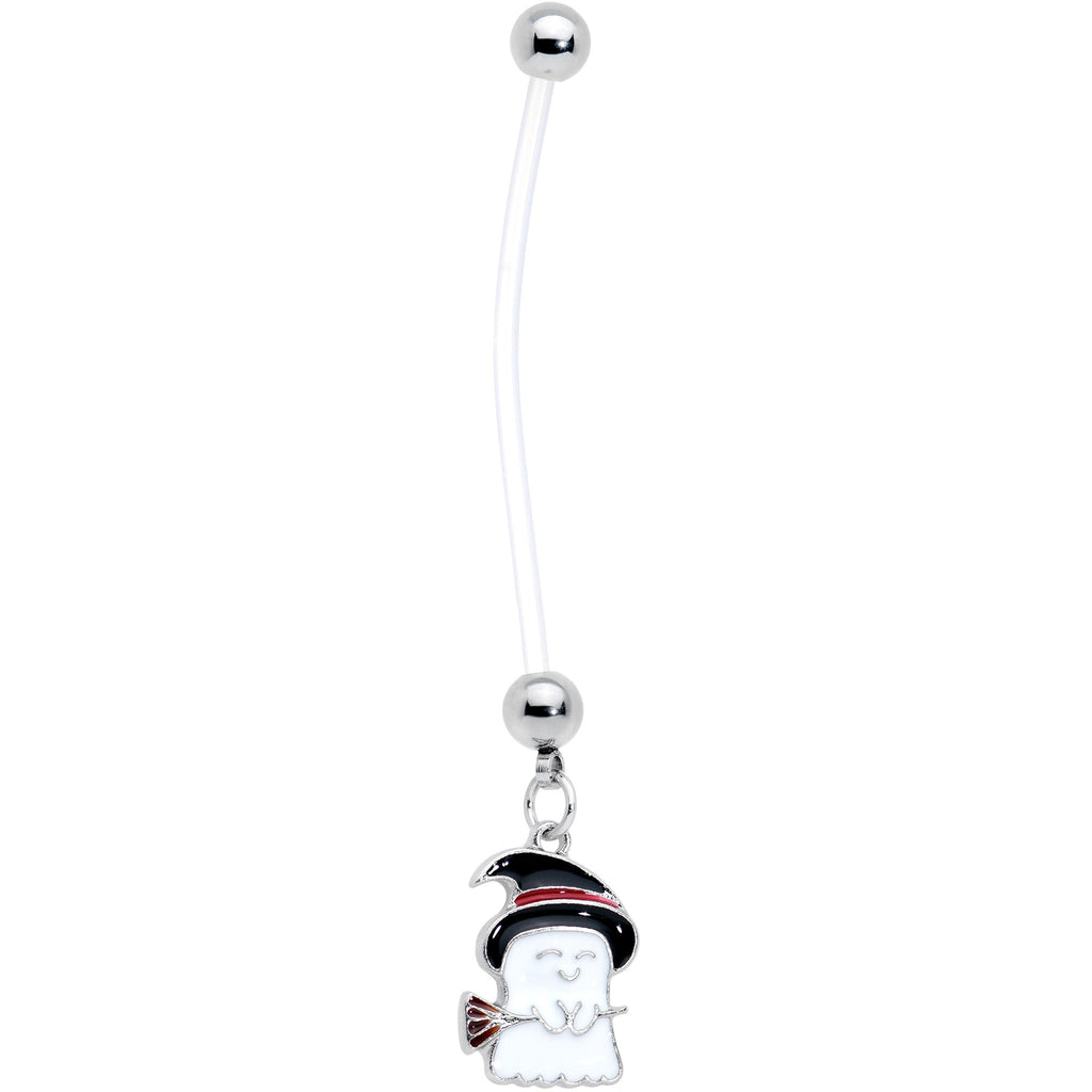 Clear Bioplast Witch Hat Ghost Halloween Dangle Pregnancy Belly Ring