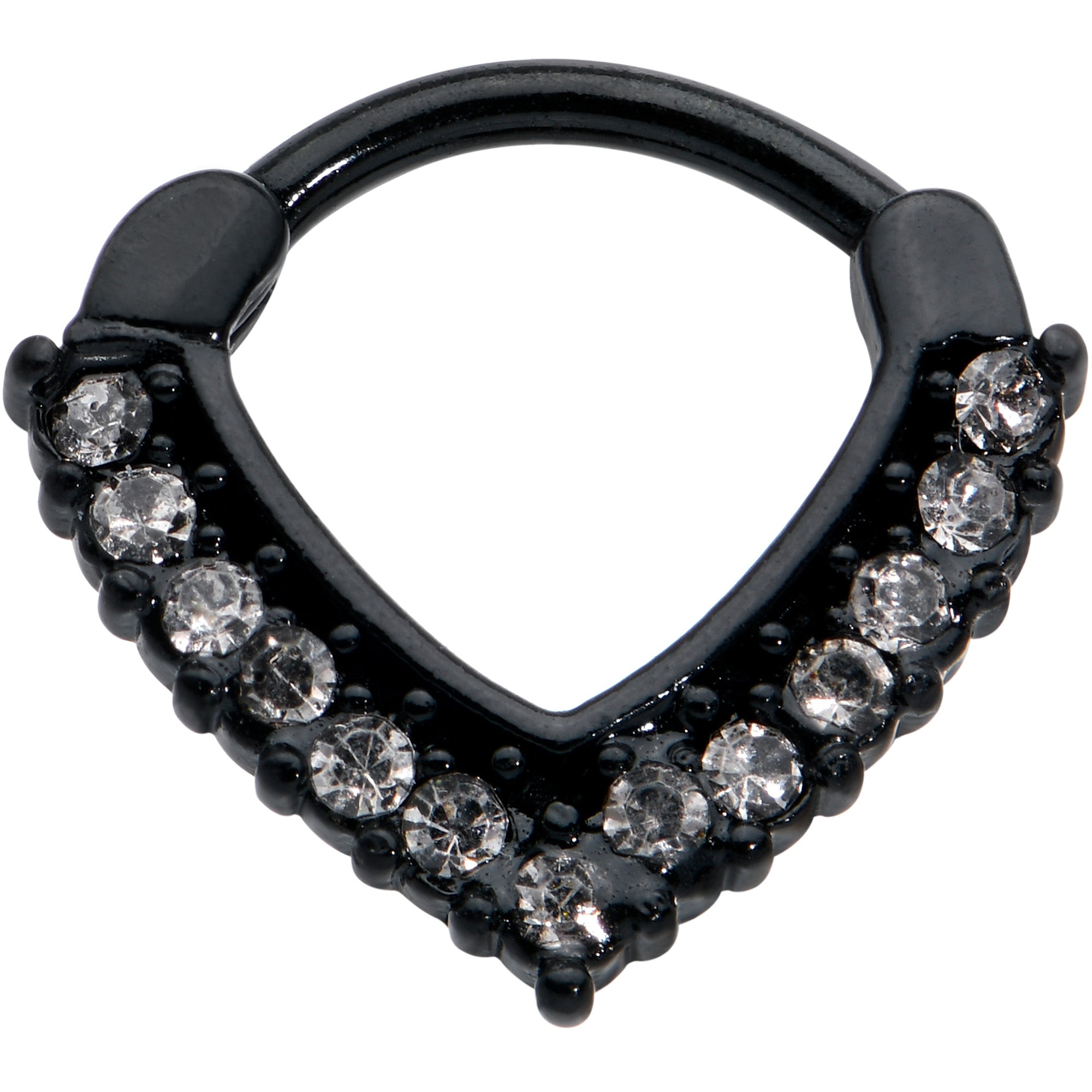 16G 5/16 Clear CZ Gem Black Classic Chevron Cartilage Clicker