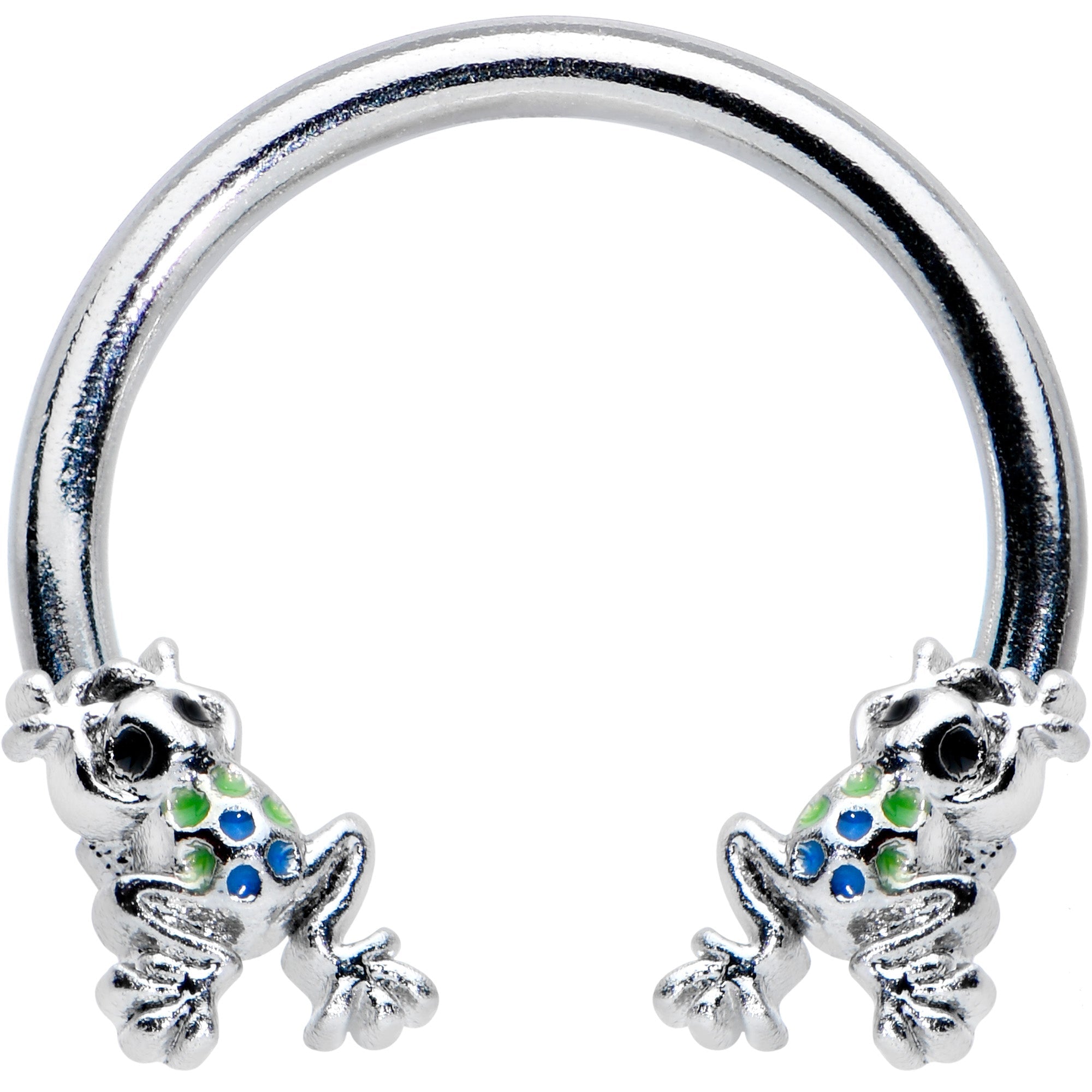 16G 3/8 Black Gem Polka Dot Frogs Horseshoe Circular Barbell