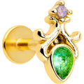 16G 1/4 Green Gem Gold Tone Shades of Spring Labret