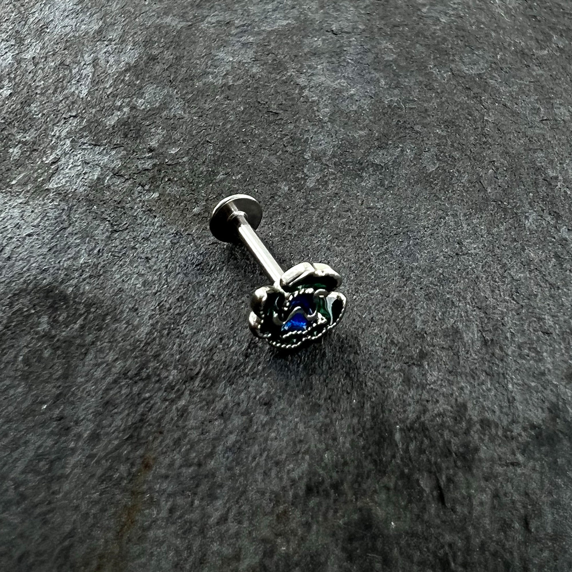 16G 5/16 Spring Flower Green Blue Labret Monroe Tragus