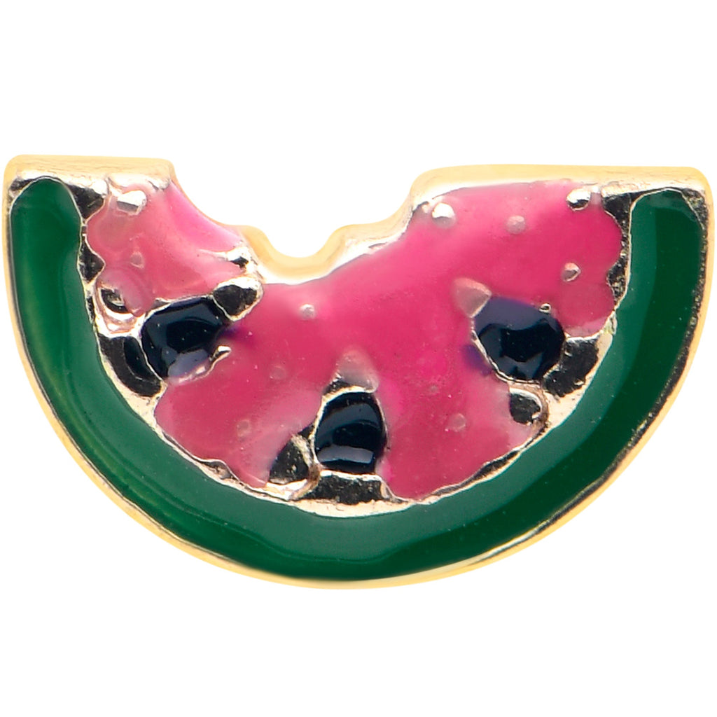 16G 1/4 Gold Tone Watermelon Bite Labret
