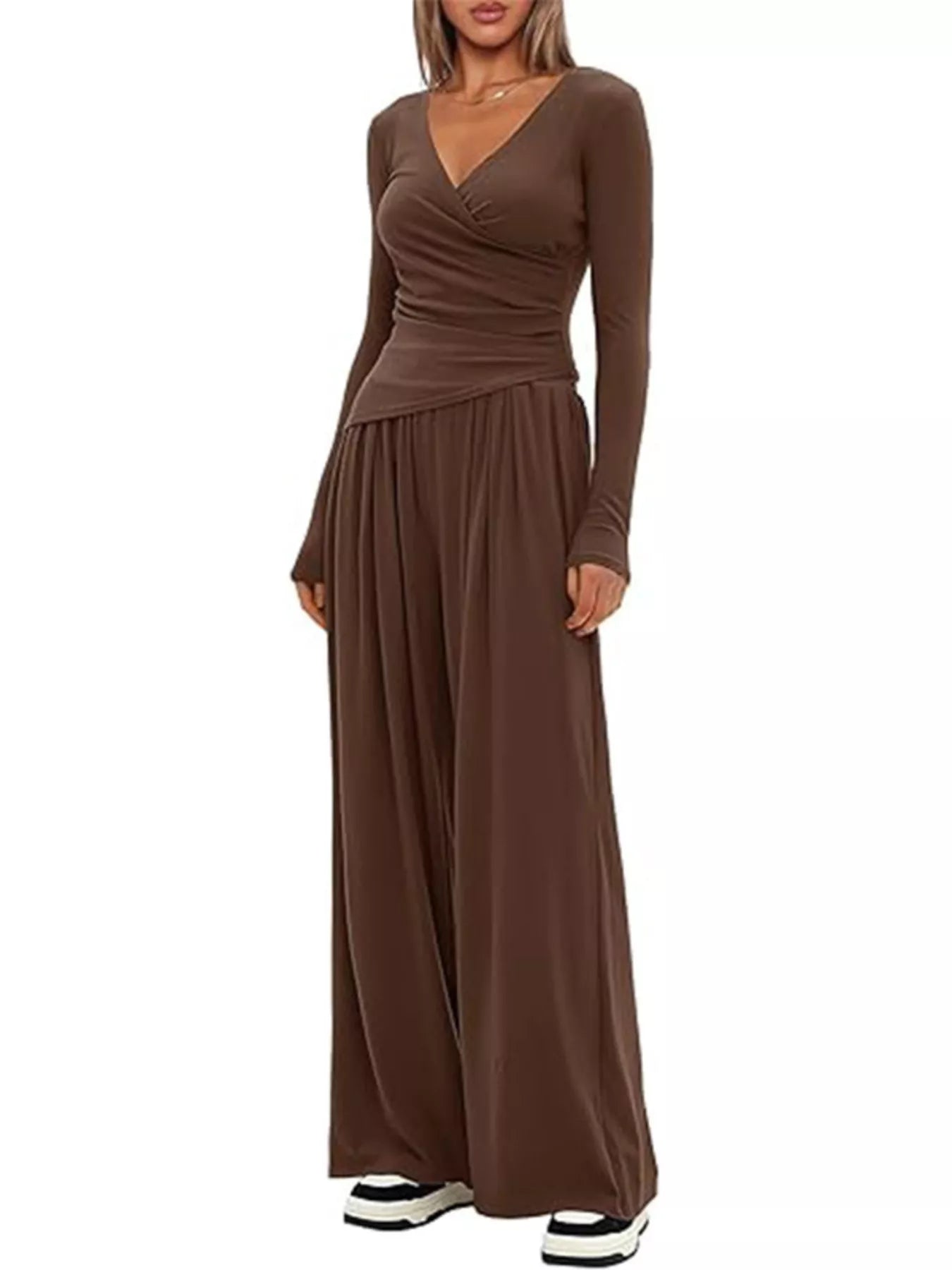 Casual Long Sleeve Top and Pants Two-Piece Set