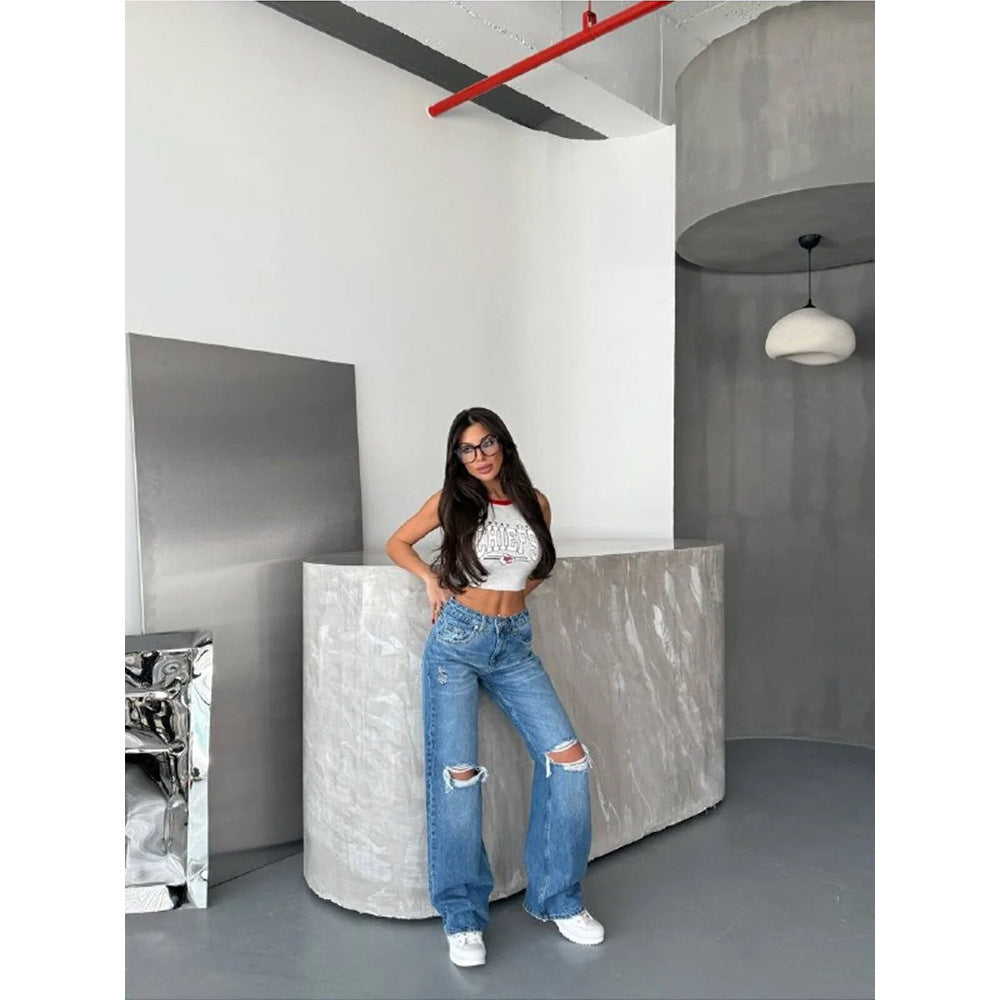 American-style Distressed Design-forward Jeans