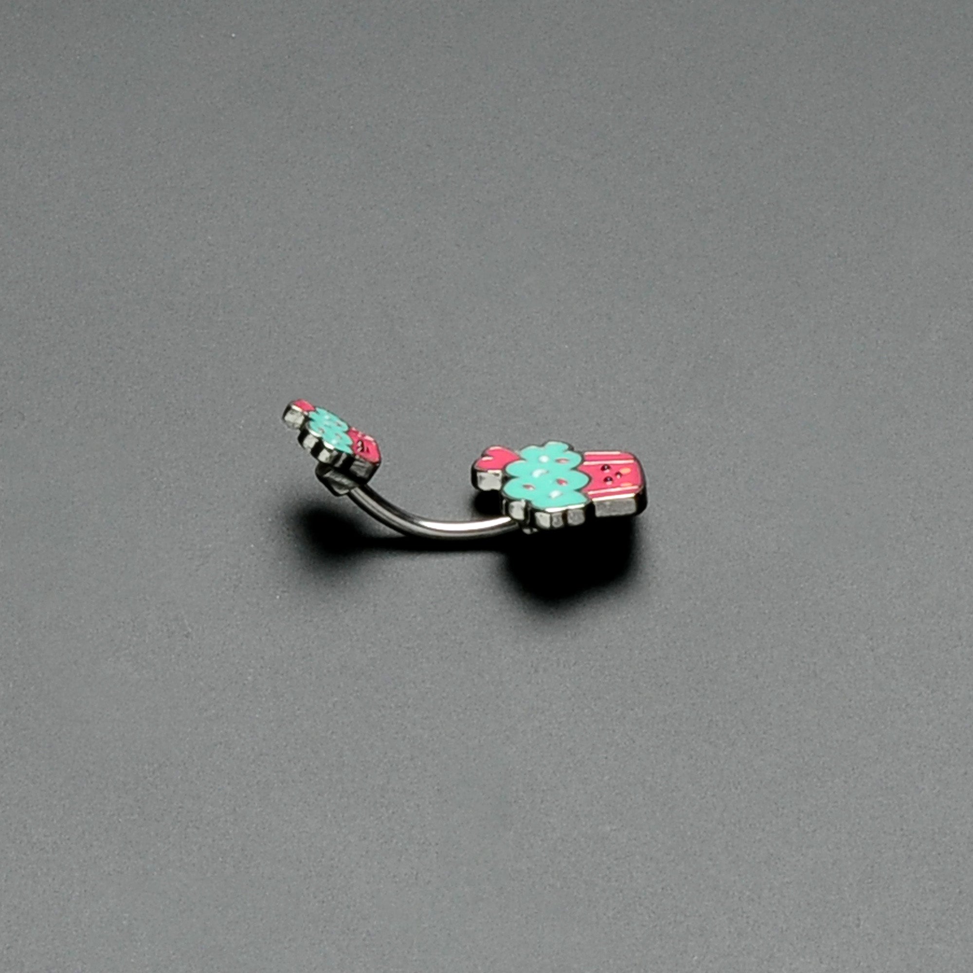 Sydney Belle Girlfriend Collection Sweet Happy Cupcake Pink Blue Double Mount Belly Ring