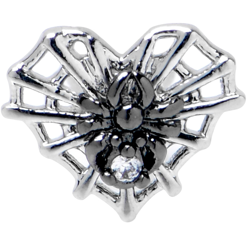 16G 5/16 Clear CZ Gem Heart of Spider Labret Monroe Tragus
