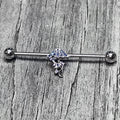 14G Clear Blue CZ Gem Jellyfish Blue Industrial Barbell 38mm