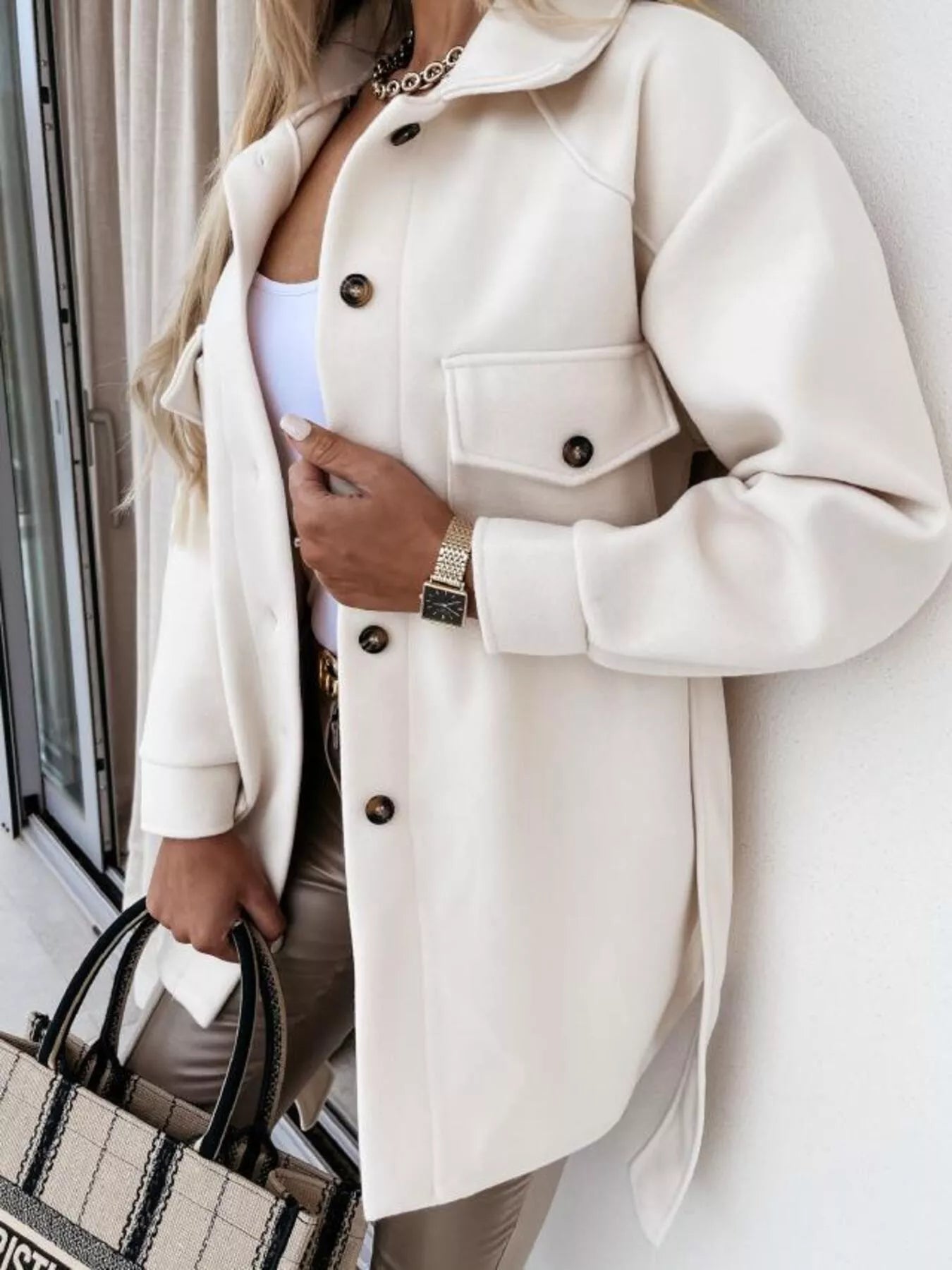 Button-Down Tie Waist Coat
