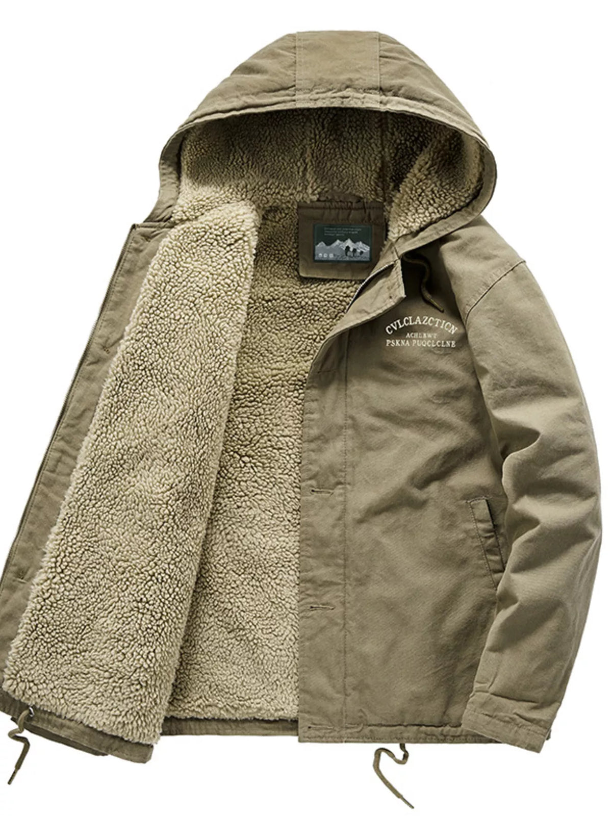 Men's Plus Size Sherpa Lined Hooded Winter Jacket