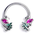 16G 3/8 Pink Gem Fabulous Flamingo Horseshoe Circular Barbell