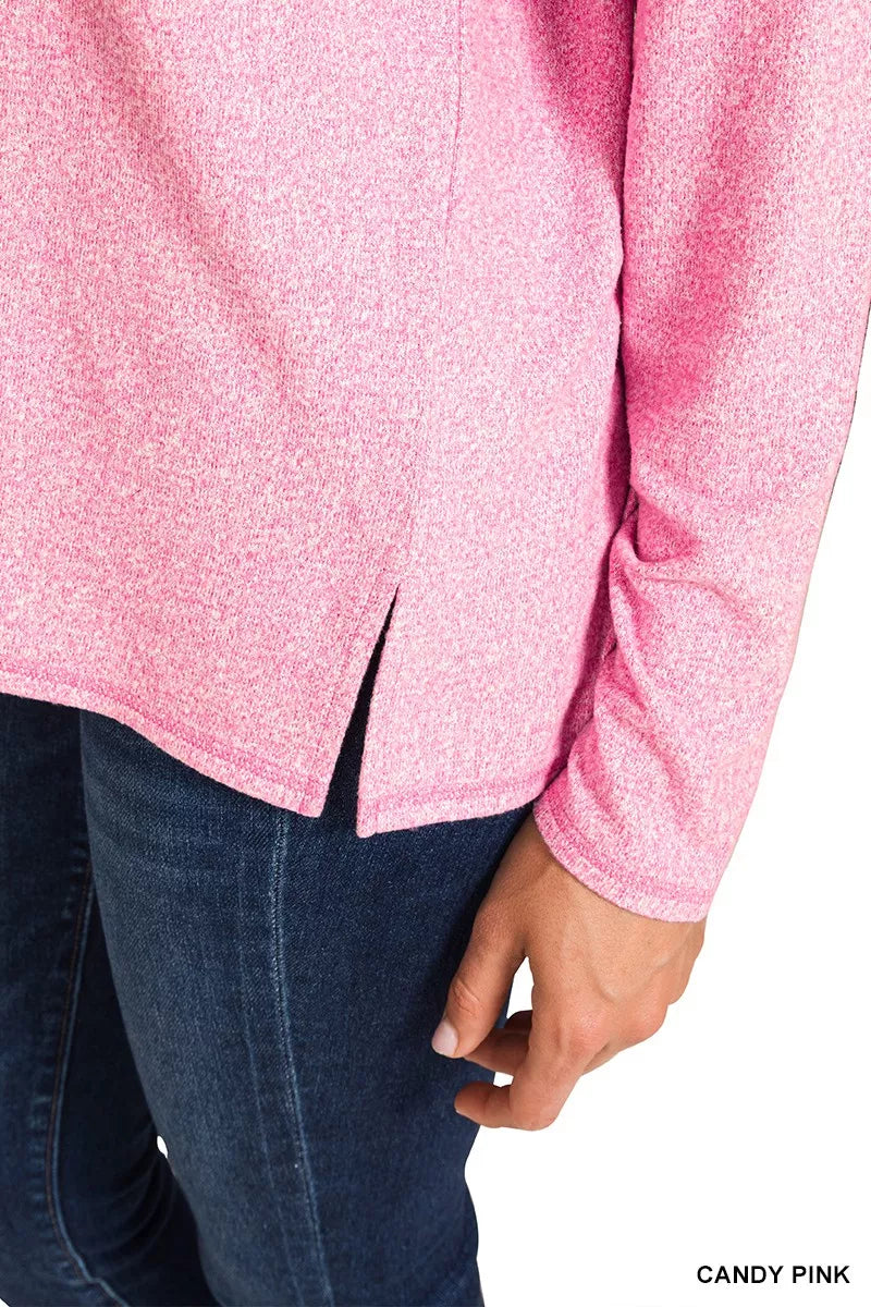 I am a Fashion Junky Soft Melange Hacci Exposed Seam Coin Pocket Tee