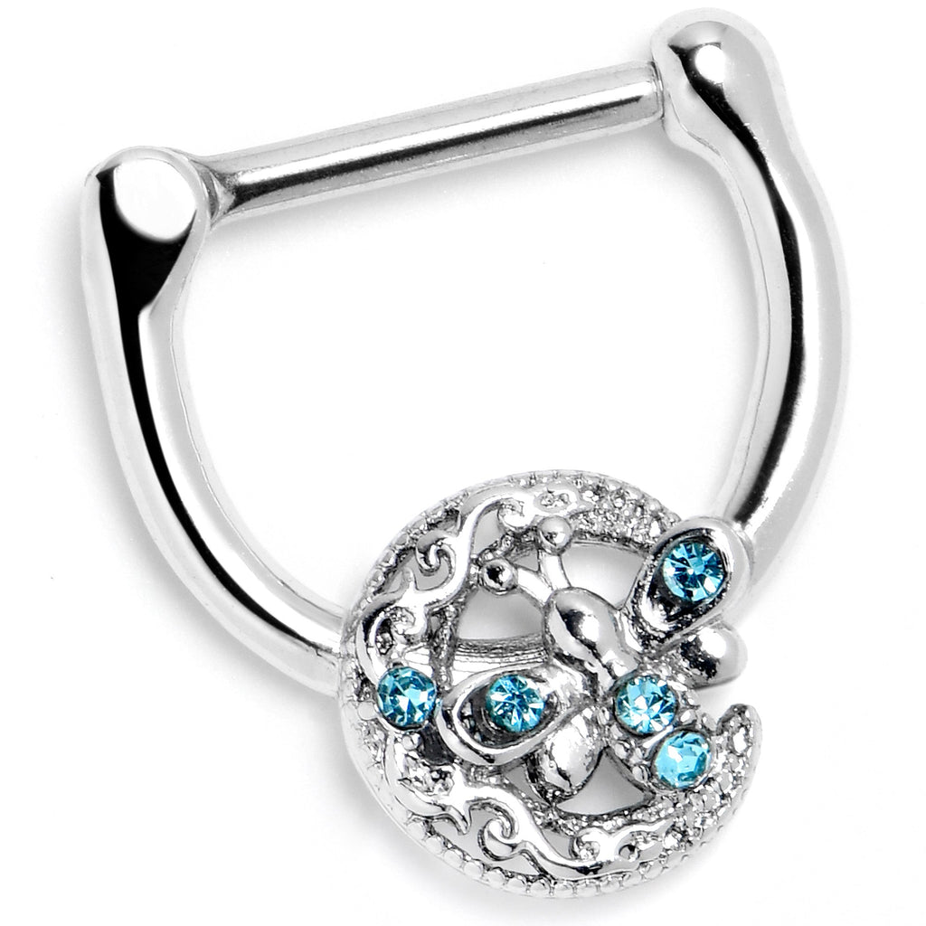 16G 5/16 Blue Gem Lunar Dragonfly Cartilage Clicker