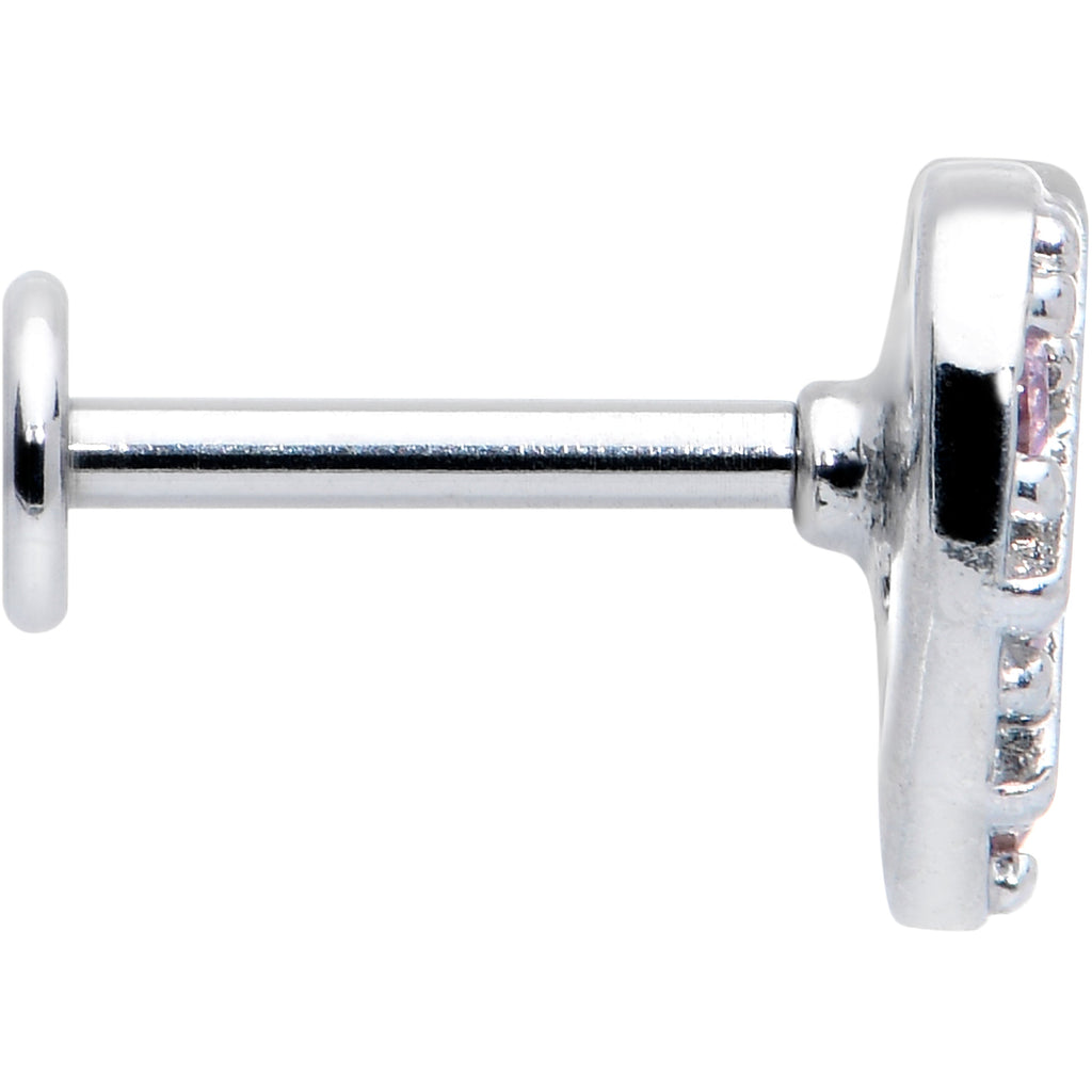 16G 5/16 Pink CZ Gem Lattice Hear Internally Threaded Labret
