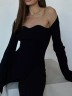 Ribbed Knit Sweetheart Neckline Sweater