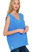 Double Gauze Raw Edge Acid Washed Tank