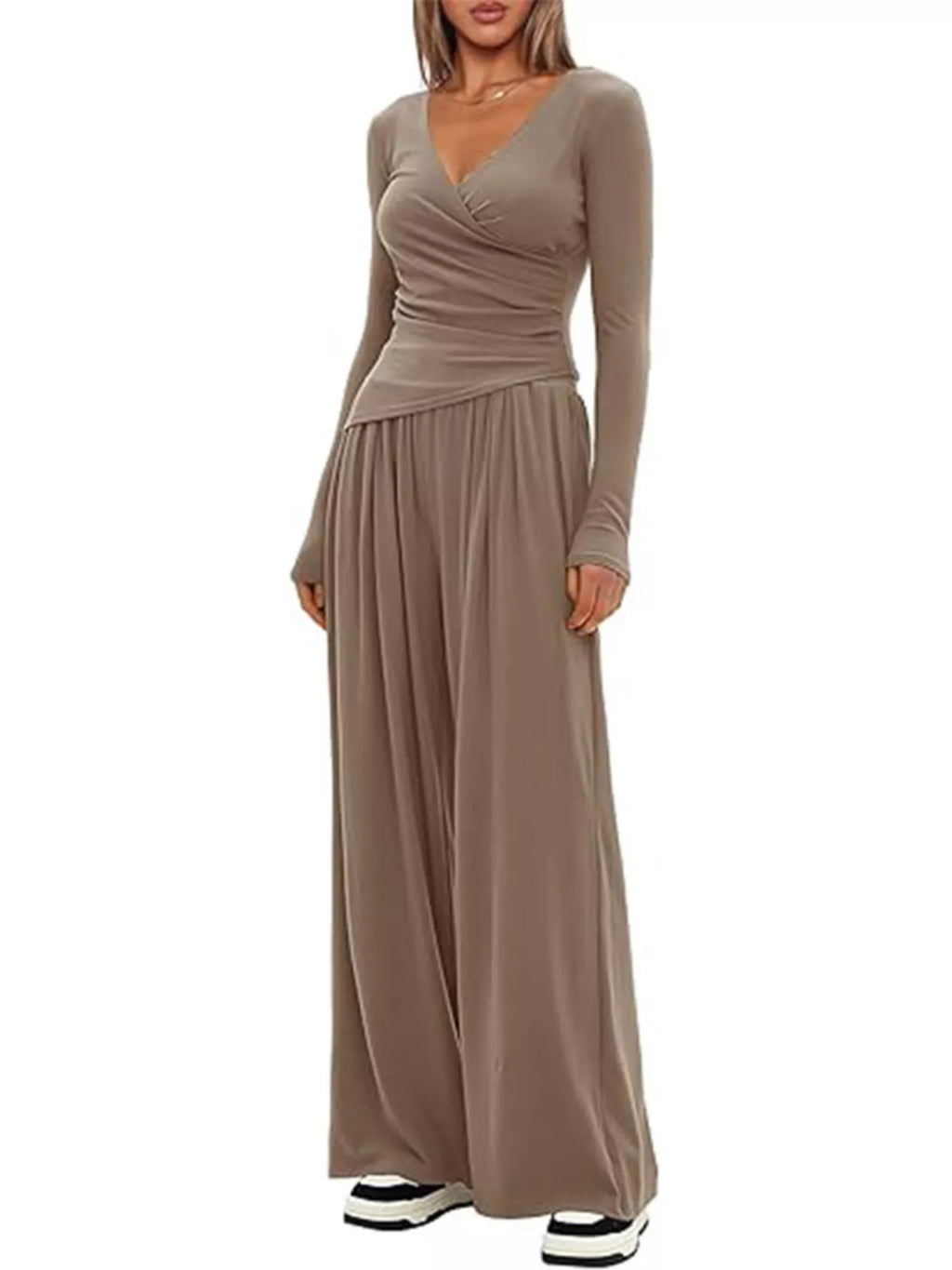 Casual Long Sleeve Top and Pants Two-Piece Set