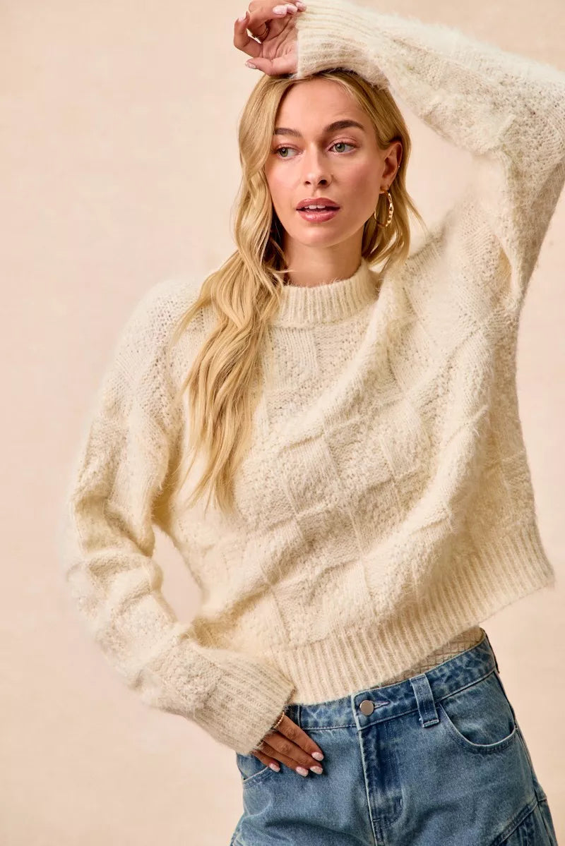 Checker Board Drop Shoulder Sweater