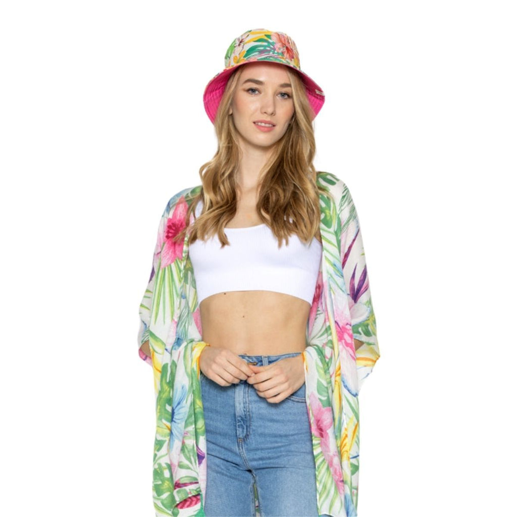 Reversible Pink Tropical Hat – Stylish Casual Accessory