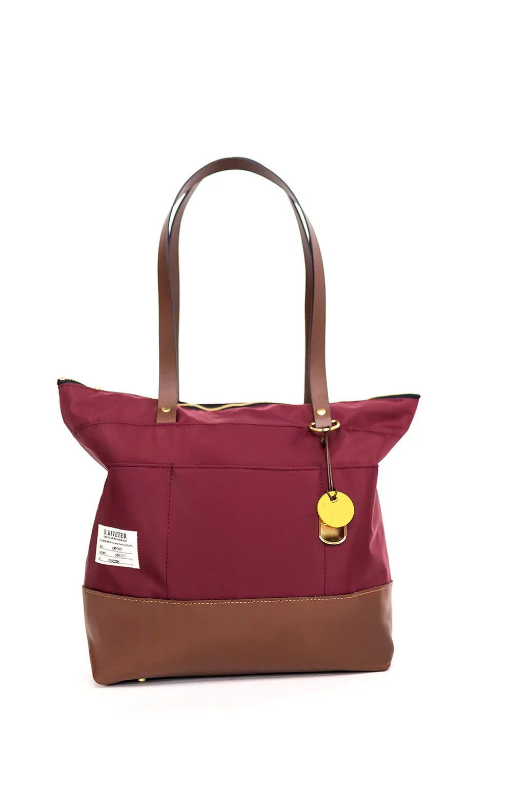 Harriet Tote Bag | Wine Nylon with Brown Leather