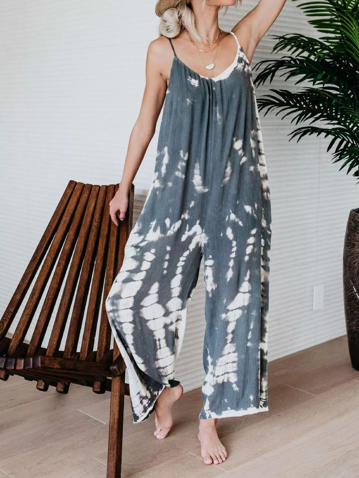 Full Size Tie-Dye Wide Leg Jumpsuit Plus Size