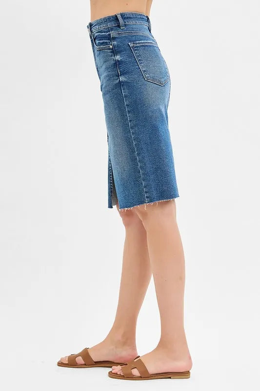RISEN Full Size High Rise Front Slit Pencil Skirts Plus Size