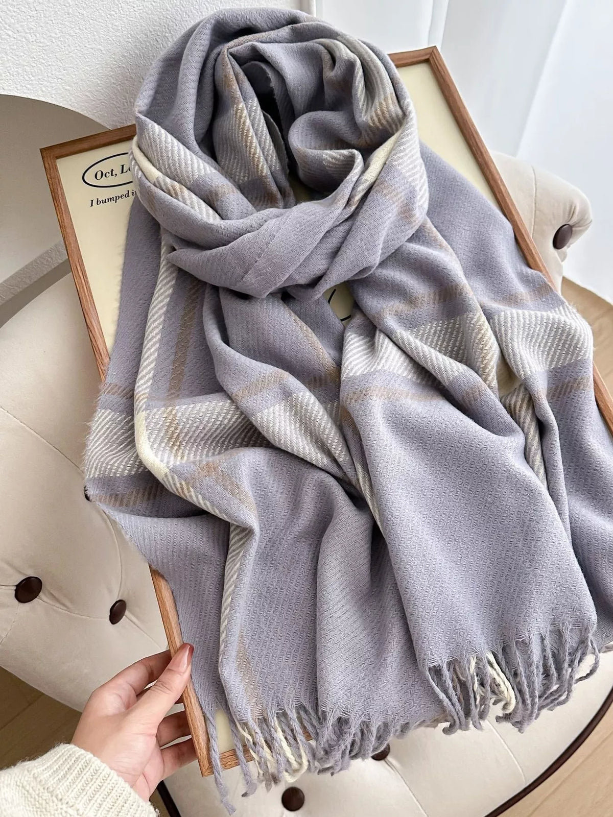 Classic Plaid Pattern Tassel Winter Scarf