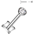 18G 5/16 3mm CZ Gem Medical Grade Titanium Reversible Flat Back Earring