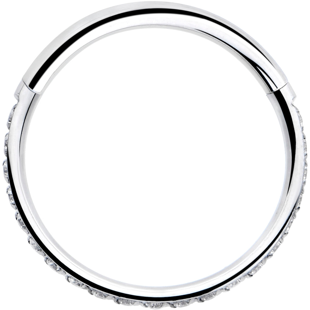 20G 5/16 Clear Cubic Zirconia Forward Facing Hinged Segment Ring