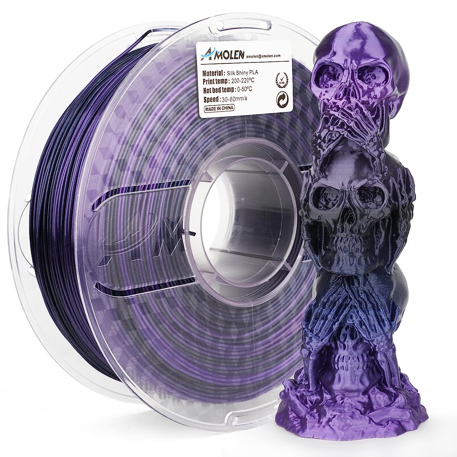 PLA Silk Shiny Gradient 1.75mm, 1KG/2.2LB
