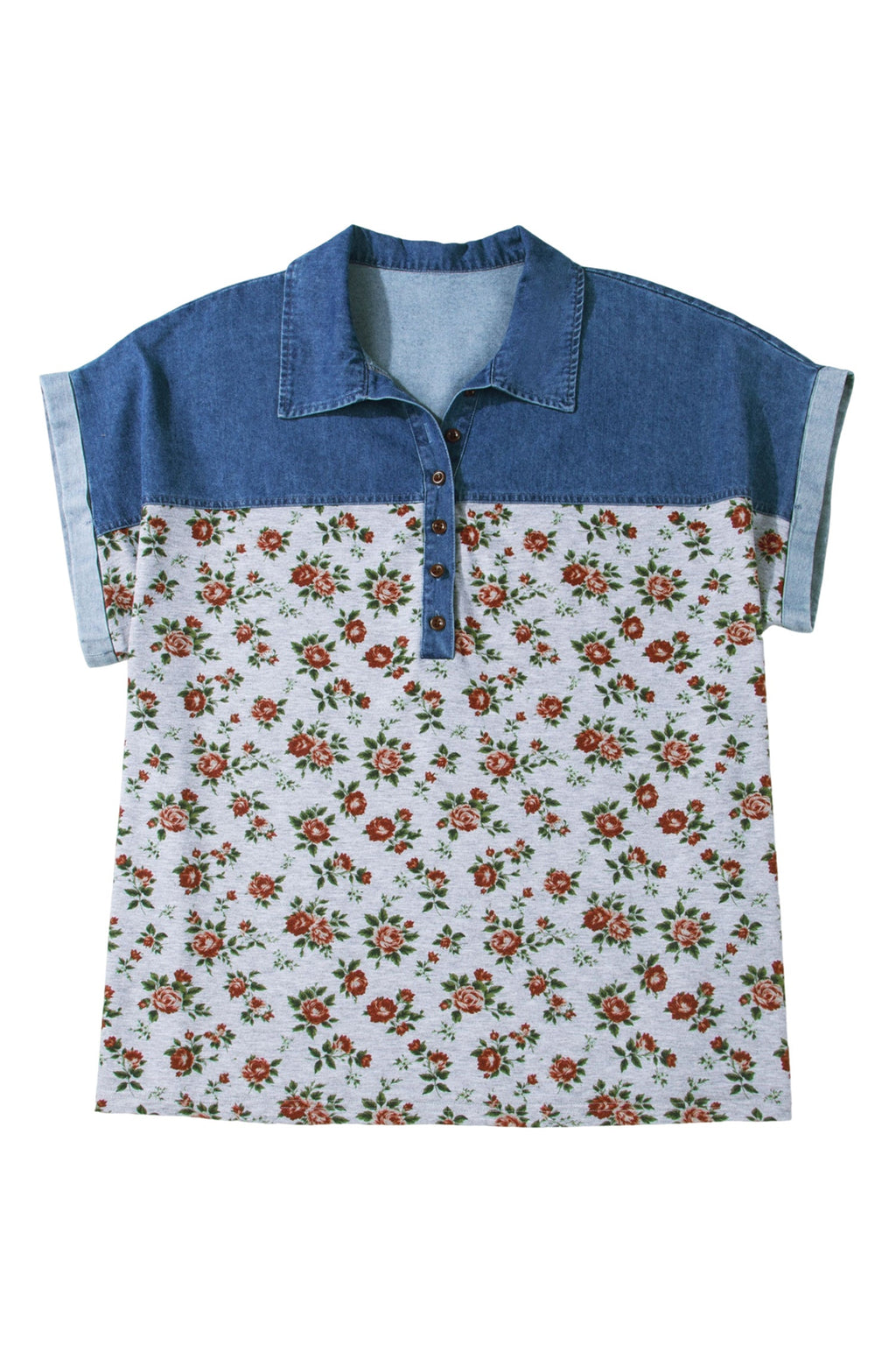 Karla Print Patchwork Polo Plus Size T-Shirt