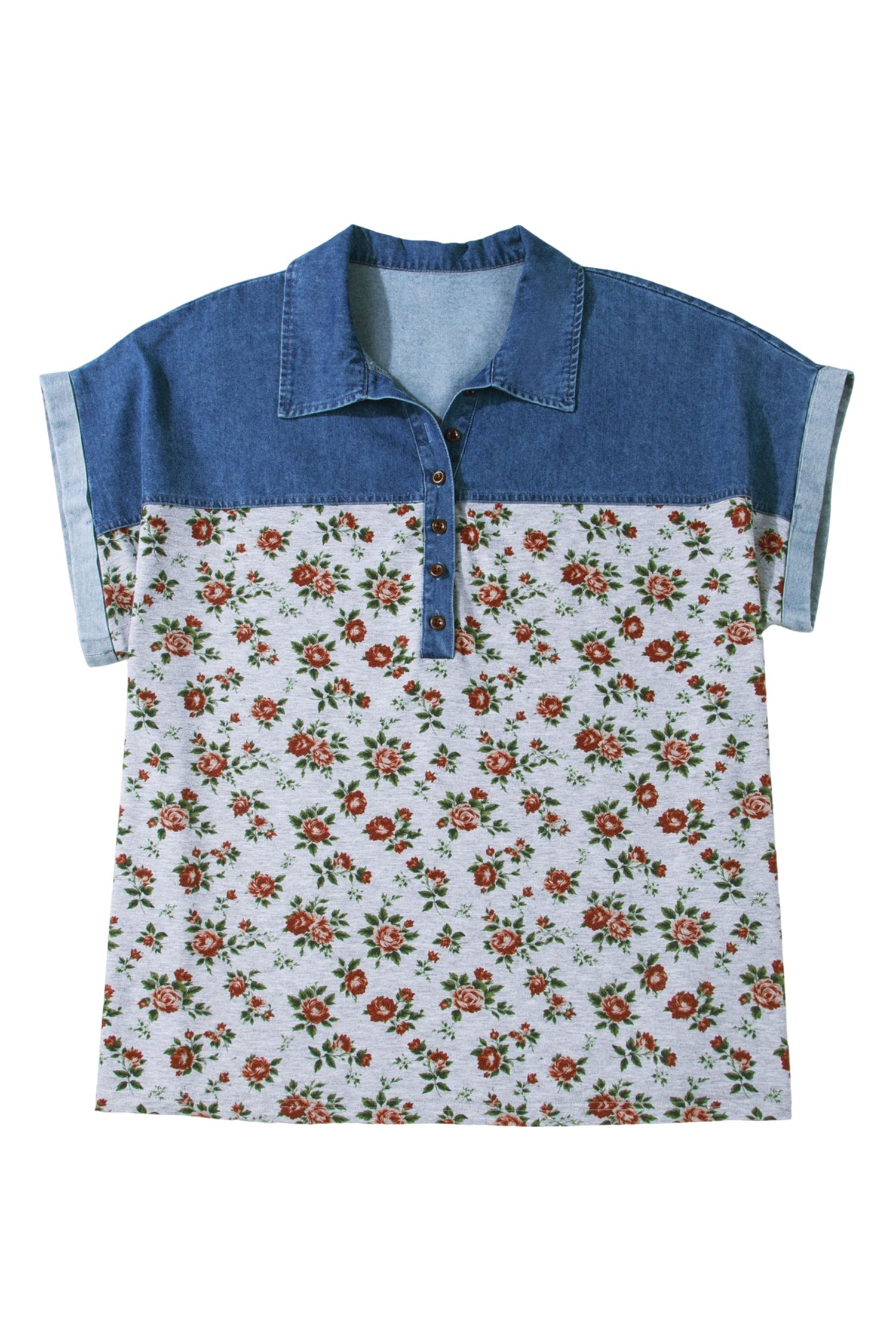 Karla Print Patchwork Polo Plus Size T-Shirt