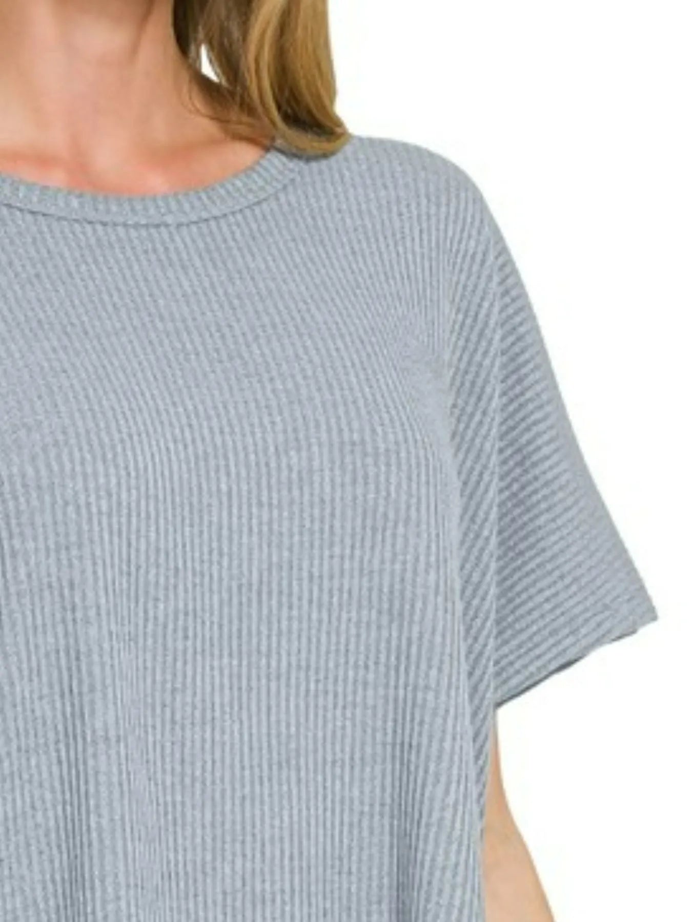 Zenana Ribbed Round-Neck Short-Sleeve Knit Top