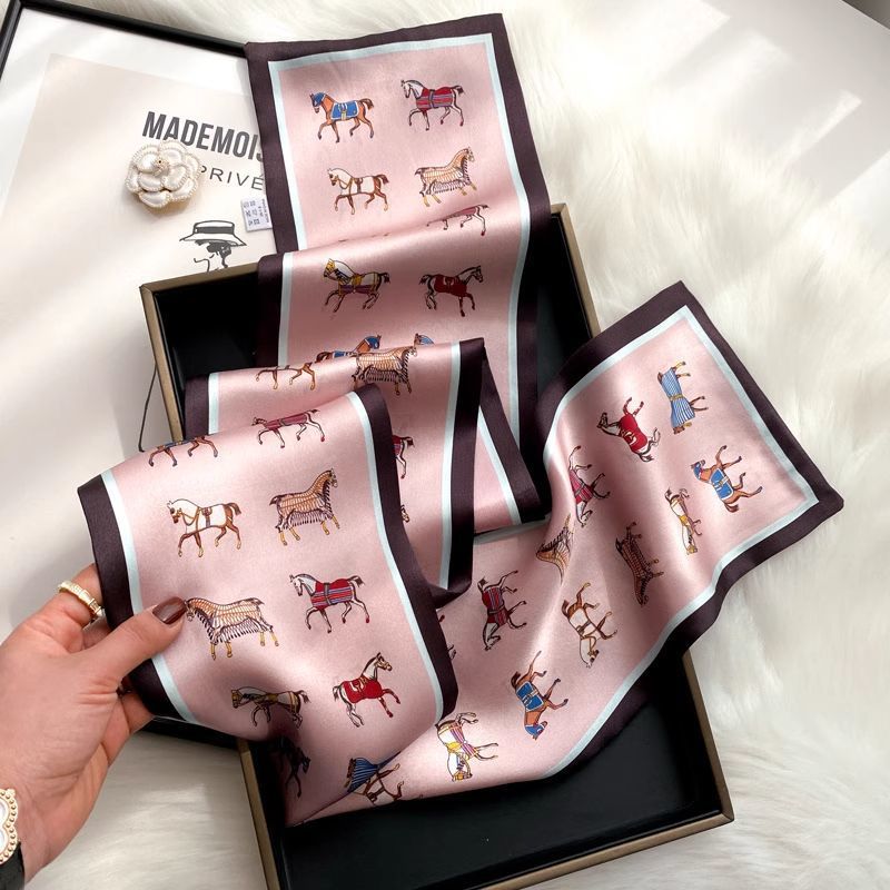 Floral-print Neck Scarf Springsummer Silk Scarf