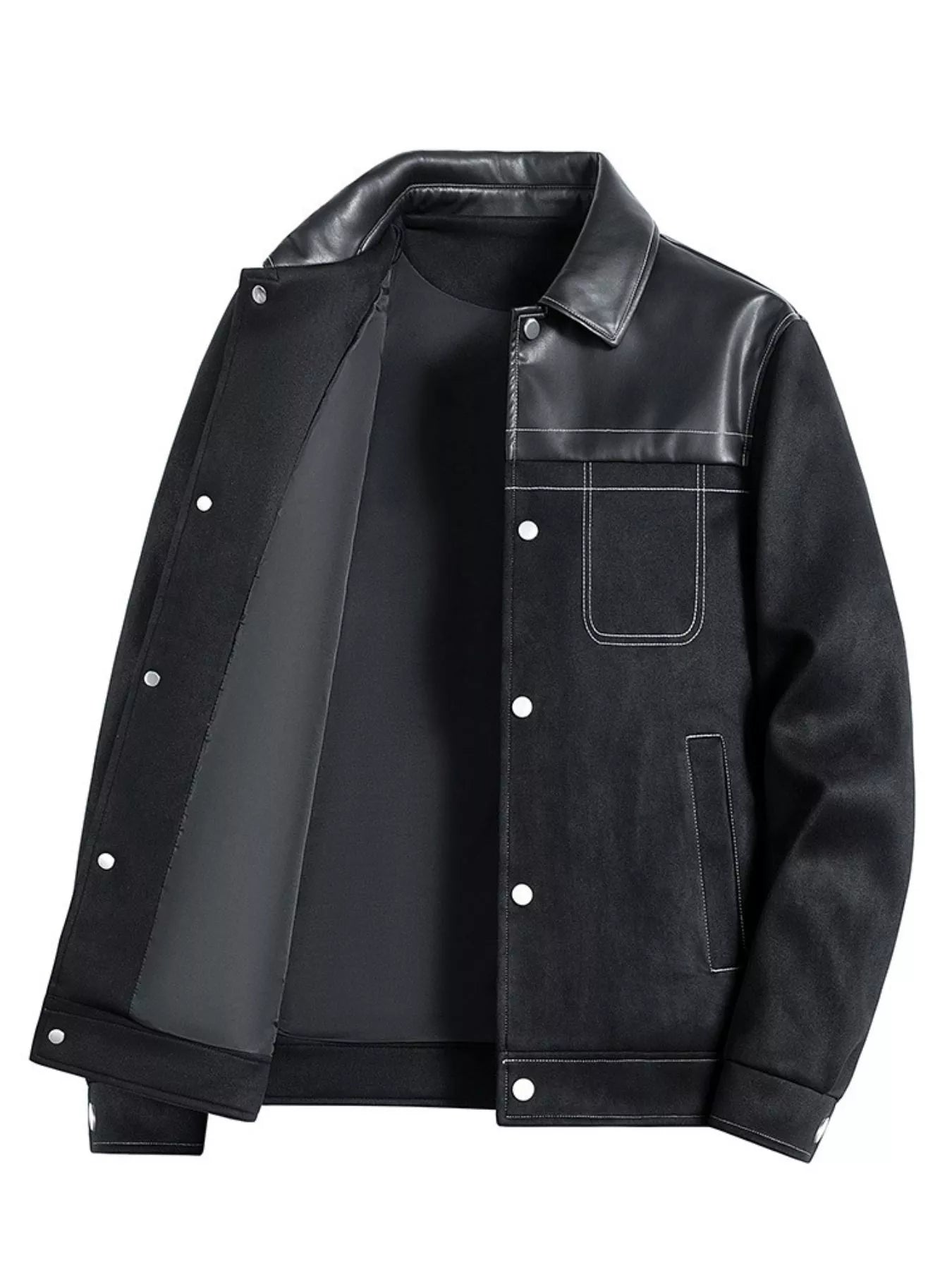 Men's Plus Size Snap Down Long Sleeve Shacket